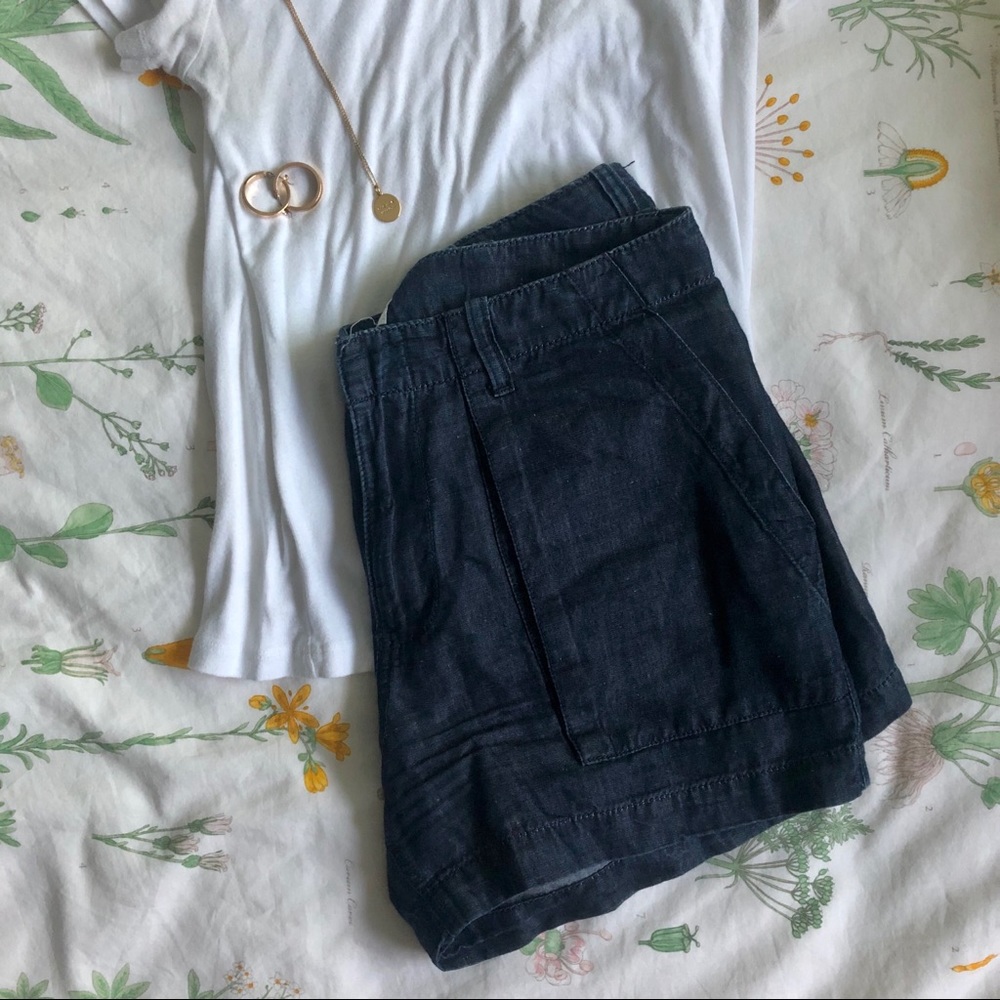 Cute soft blue cotton linen shorts